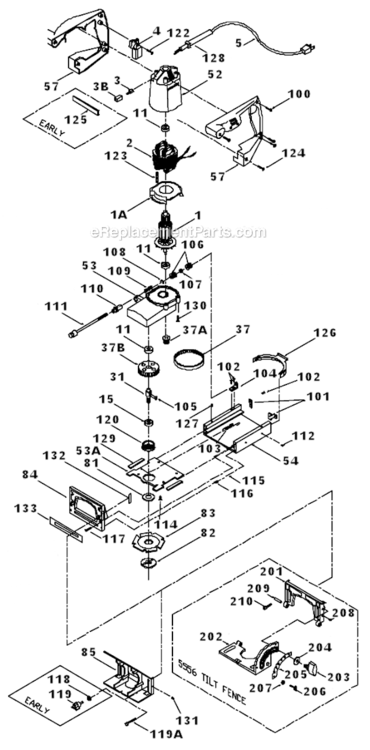 Page A Diagram and Parts List for J-555 Type 4 Porter Cable Planer Jointer